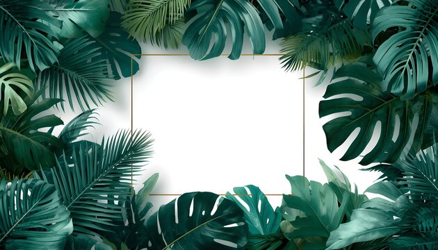 Lush Tropical Foliage Frame with Layered Rainforest Leaves and Soft Natural Light