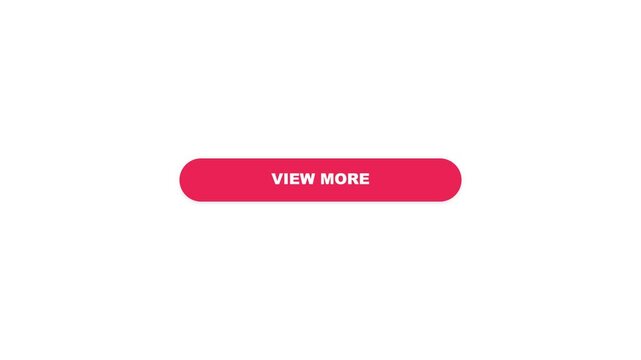 Animated red view more button with mouse cursor click isolated on white background