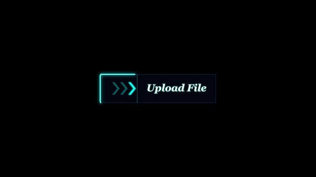 Futuristic Upload File Button with Neon Cyan Glow Animation