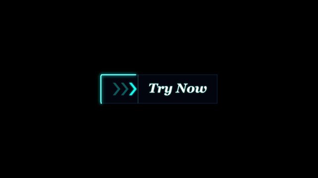 Futuristic Animated Try Now Call to Action Button with Neon Blue Border Glow on Black Background