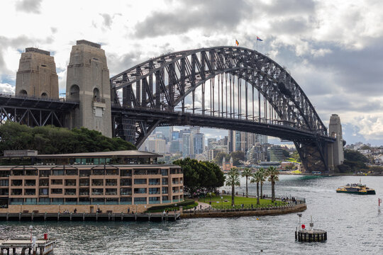 7 July 2026 View Sydney Harbour Bridge and  Park Hyatt Hotel photo taken from Circular Quay in Sydney NSW Australia