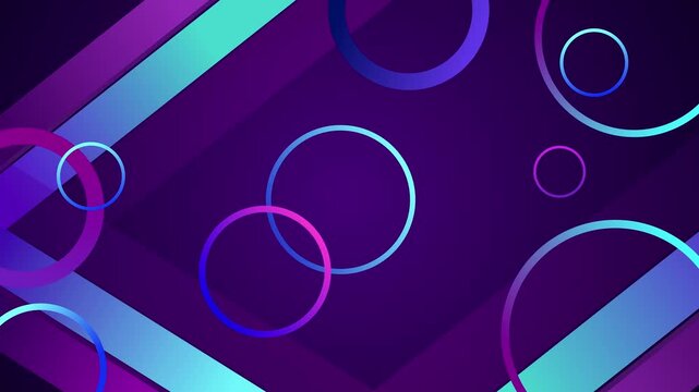 Abstract geometric background with diagonal stripes and overlapping gradient rings animation