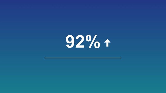 Rising number counter with growth arrow, white digits on gradient background 4K