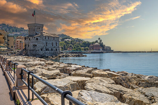 Rapallo Castle (Castello di Rapallo) located in Rapallo, GE, Italy. A medieval fortification built in the 13th century to defend the city from pirate attacks. Today an exhibition space for art.
