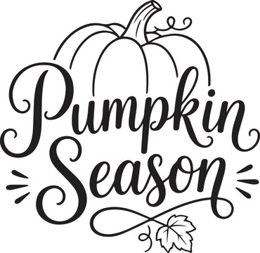 Pumpkin Season SVG Design - Cute Autumn Typography and Line Art for T-Shirt