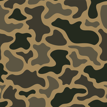 Dark earthy duck hunting camouflage. Flooded timber marsh camo seamless pattern. Rugged mud brown military texture.