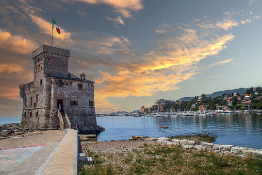 Rapallo Castle (Castello di Rapallo) located in Rapallo, GE, Italy. A medieval fortification built in the 13th century to defend the city from pirate attacks. Today an exhibition space for art.