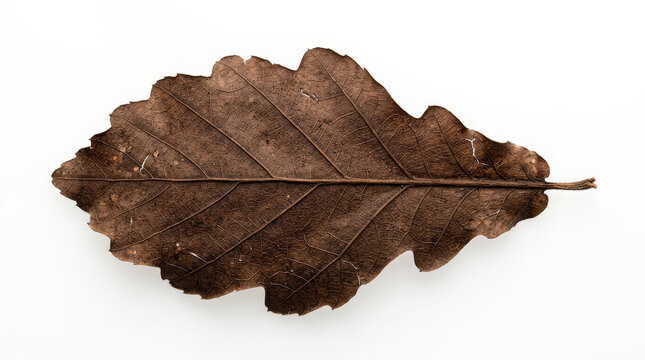 Brown Dry Leaf Isolated on White Background for Design and Decoration