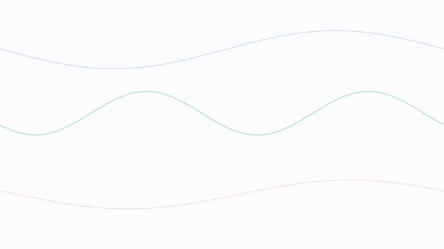 Flowing wave lines on pastel colors, corporate motion background seamless loop 4K 022