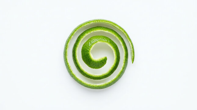 Lime or Cucumber Spiral Slice on White Background