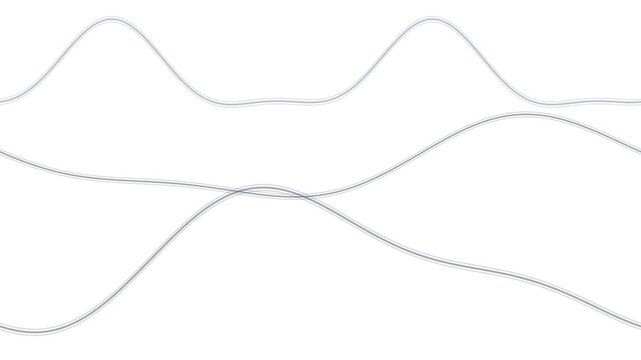 Flowing ribbon lines on white and gray, corporate motion background seamless loop 4K 014