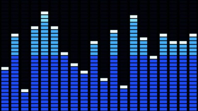 Blue LED wall equalizer bars, stage screen background seamless loop 4K 018