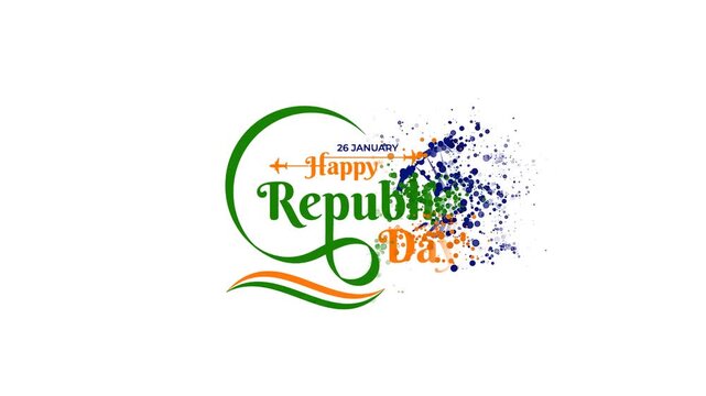 Happy Republic Day India Celebration with Ashoka Chakra and Indian Flag Colors.