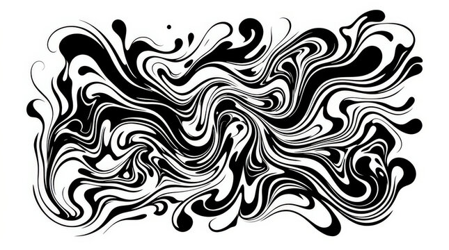 Abstract Black and White Swirling Liquid Patterns