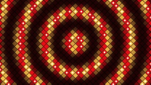 Fiery red LED wall diamond lattice, stage screen background seamless loop 4K