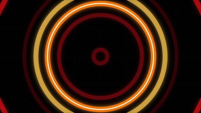 Fiery red LED wall concentric rings, stage screen background seamless loop 4K