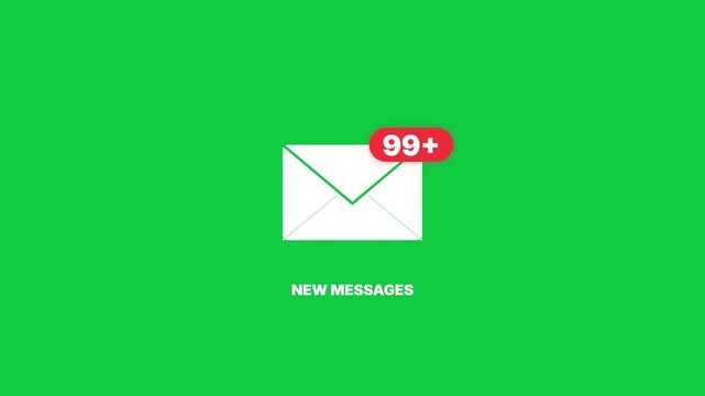 Inbox message notification badge animation on green screen