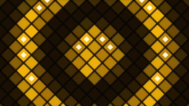 Golden LED wall diamond lattice, stage screen background seamless loop 4K