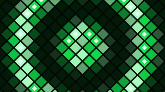 Digital green LED wall diamond lattice, stage screen background seamless loop 4K