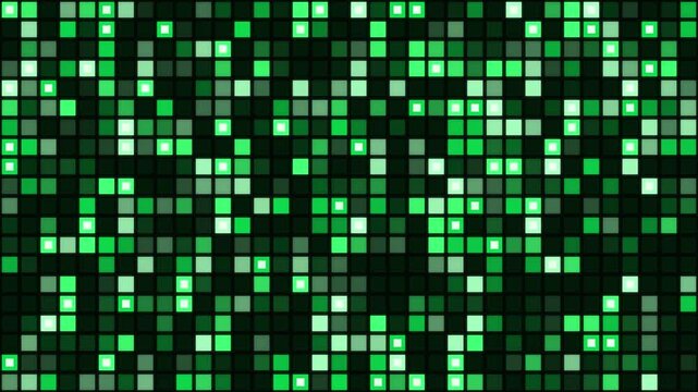 Digital green LED wall glowing grid, stage screen background seamless loop 4K