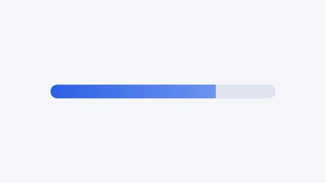 Progress bar loading animation, blue on white background 4K