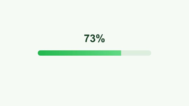 Progress bar loading animation, green on white background 4K