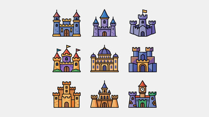 Cartoon castle icon collection © Valee