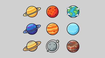 Cartoon celestial body icons © Valee