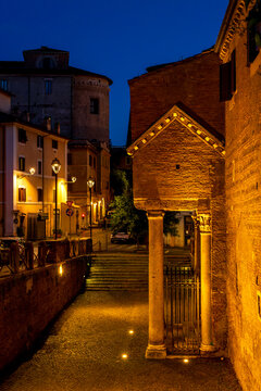 San Clemente Cloister Entrance Santi Quattro Coronati Night Rome