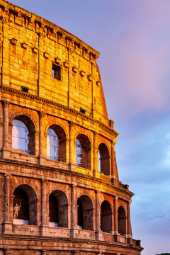 Colosseum Exterior Arches at Sunset Rome