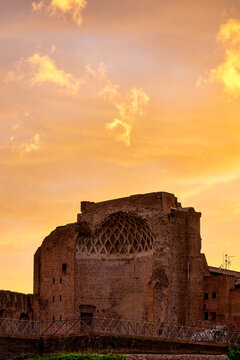 Temple of Venus and Roma Apse at Sunset Rome