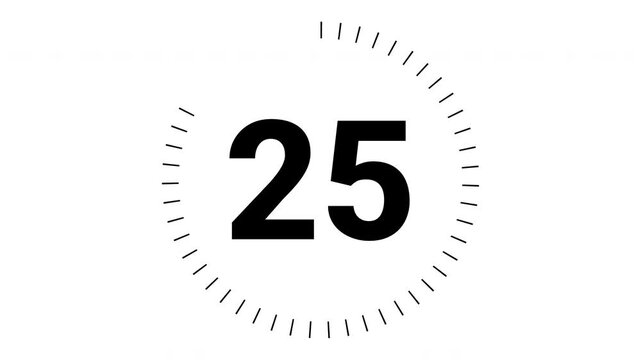 30 second countdown with circle animation, 30 to 0 animation countdown. 4K video