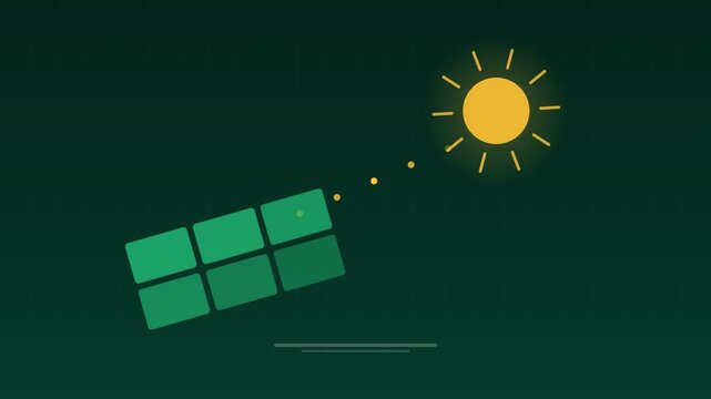 Animated Solar panel sun renewable energy jade concept loop