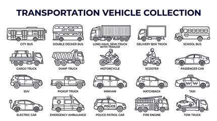 Transportation Vehicle Collection - Diverse Transport Icons © supri
