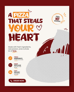 Italian Pizza Restaurant Social Media Post Template for Fast Food Promotion, Delicious Pizza Special Offer Flyer Design, Pizzeria Food Marketing Post, Modern Restaurant Promotional