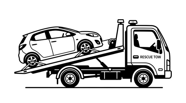 Tow Truck Hauling a Car - Roadside Assistance and Vehicle Recovery