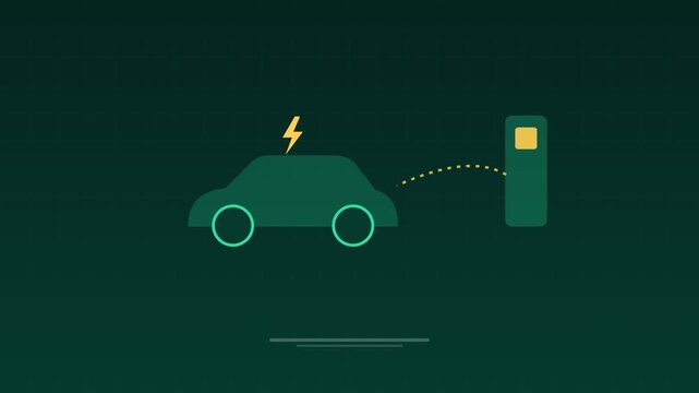 Animated Electric car charging station viridian concept loop