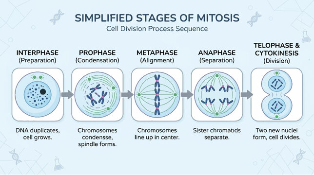 Simplified Stages of Mitosis Cell Division Process Sequence Diagram