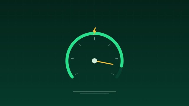 Animated Green energy meter gauge rising jade concept loop