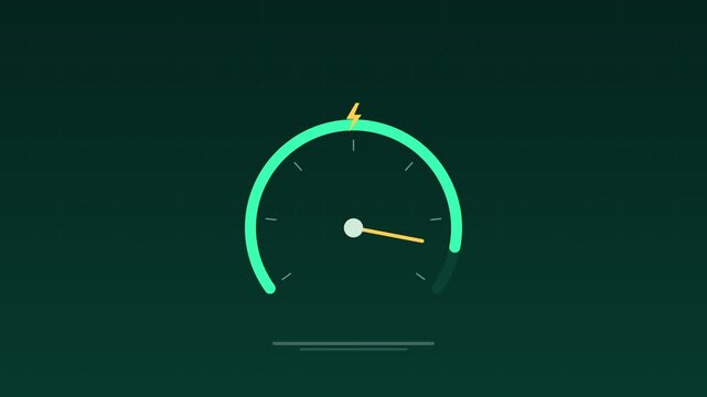 Animated Green energy meter gauge rising mint concept loop