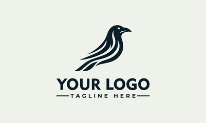 Obraz premium Elegant Black Vector Logo Illustration of a Stylized Raven Bird for Brand Identity Design
