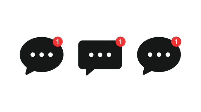 Chat message icon with red notification badge showing new unread conversation alert design