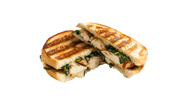Delicious chicken panini sandwich with spinach
