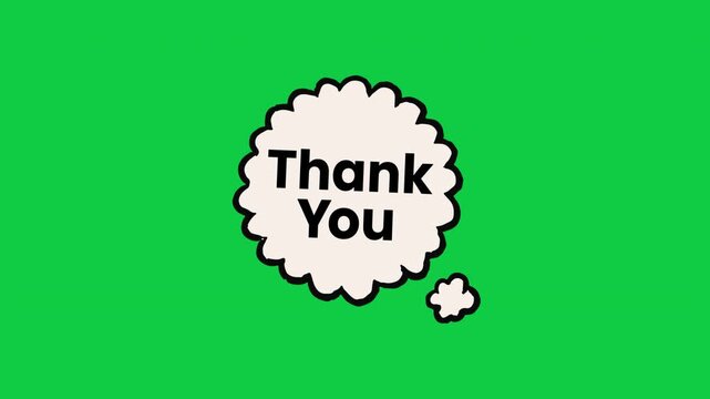 Thank You White Cloud Speech Bubble Social Media Sticker on Green Background