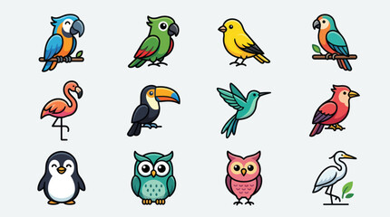 Collection of cartoon birds © Thamuss
