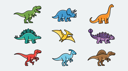 Collection of cartoon dinosaur illustrations © Thamuss