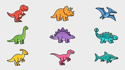Collection of cartoon dinosaurs © Thamus