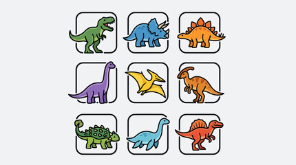 Collection of cartoon dinosaurs in frames © Thamus