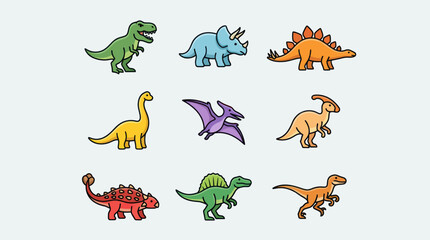 Collection of cartoon dinosaurs in various poses © Thamus