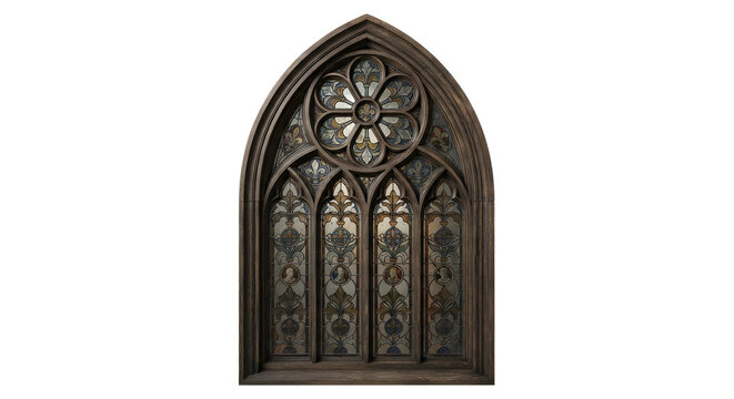 Ornate gothic stained glass church window